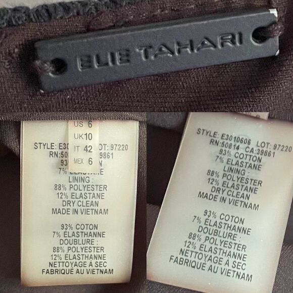 ELIE TAHARI Cotton Sleeveless Knee Length Midi Sheath Dress Black 6 - Picture 4 of 4